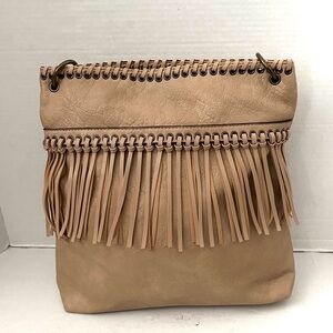 AMPERE June Fringe Tote in tan